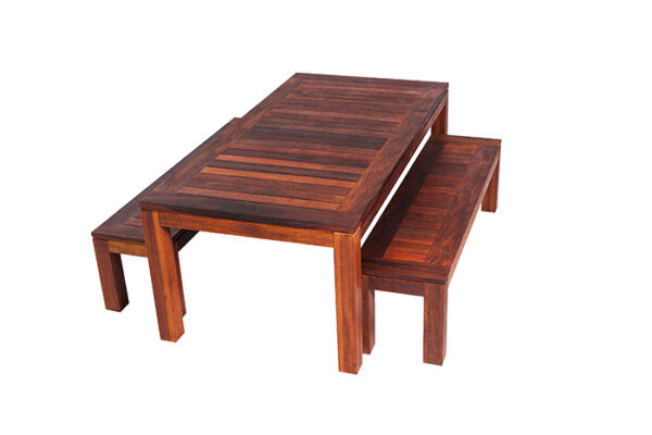 Kwila Hayman Table 2000 x 1000 with Benches