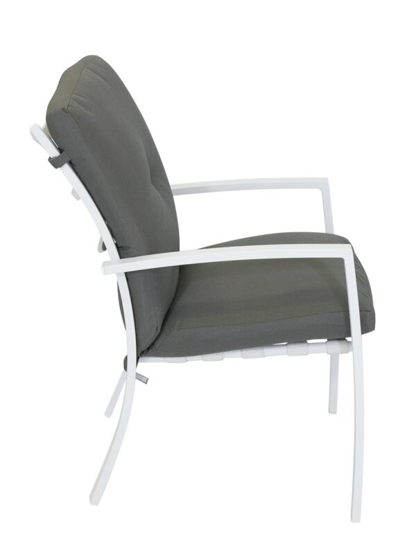 Malibu-Outdoor-Aluminium-Dining-Chair-White-with-Graphite-Cushion-Side